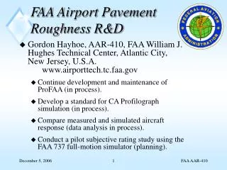 FAA Airport Pavement Roughness R&amp;D