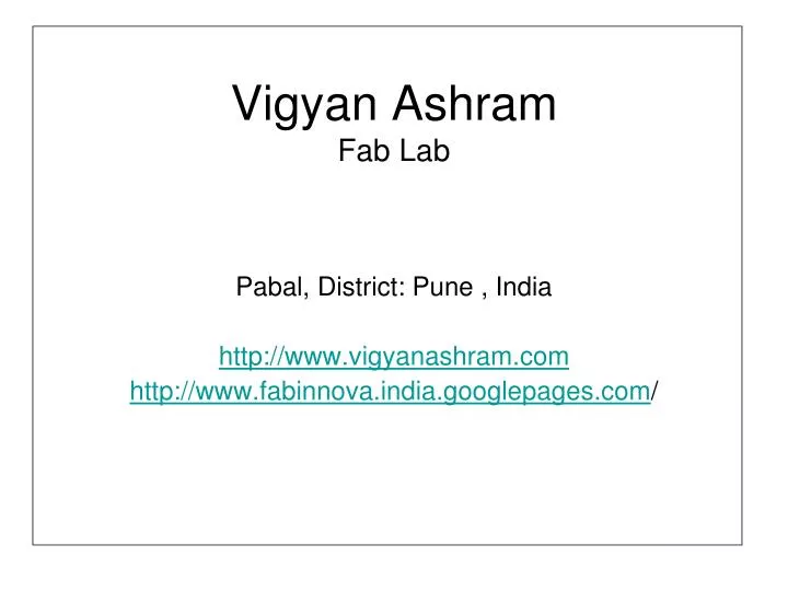 vigyan ashram fab lab