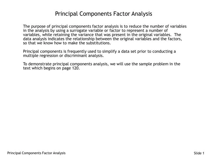 principal components factor analysis