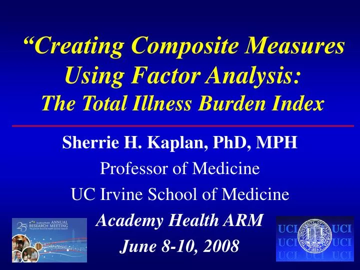 creating composite measures using factor analysis the total illness burden index