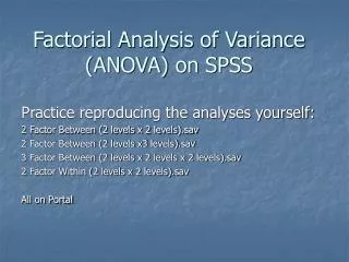 Factorial Analysis of Variance (ANOVA) on SPSS