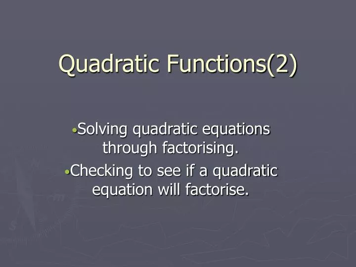 quadratic functions 2