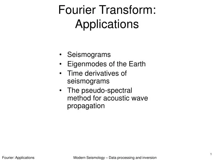 fourier transform applications