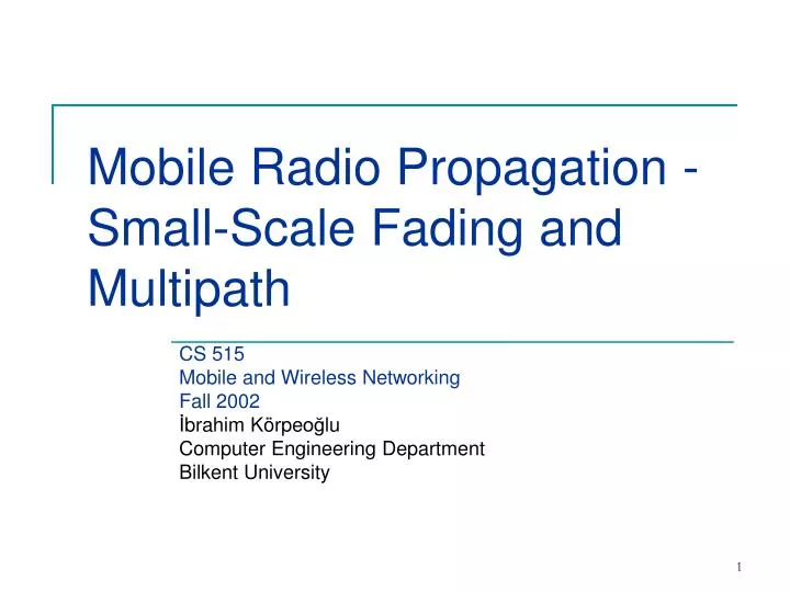 mobile radio propagation small scale fading and multipath