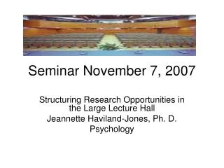 Seminar November 7, 2007