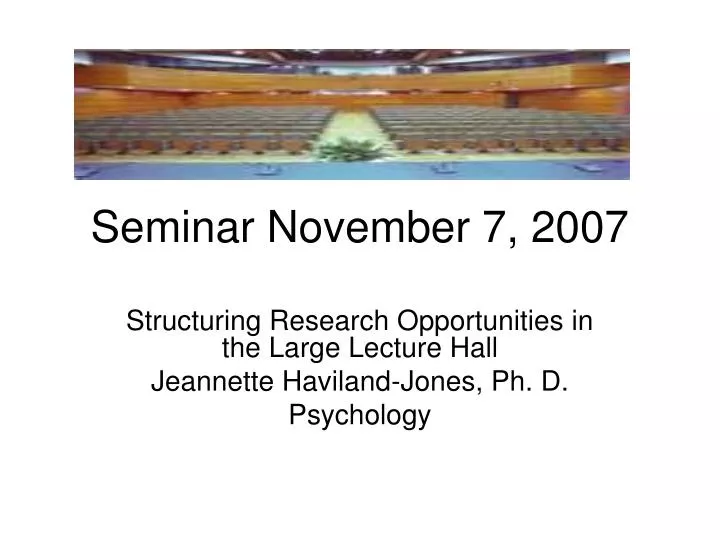 seminar november 7 2007
