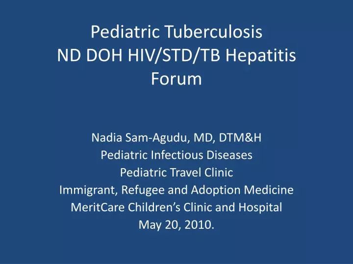 pediatric tuberculosis nd doh hiv std tb hepatitis forum