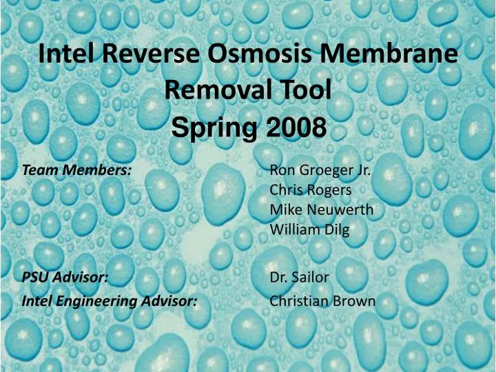 intel reverse osmosis membrane removal tool