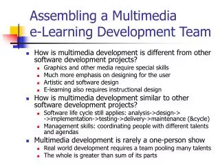 Assembling a Multimedia e-Learning Development Team