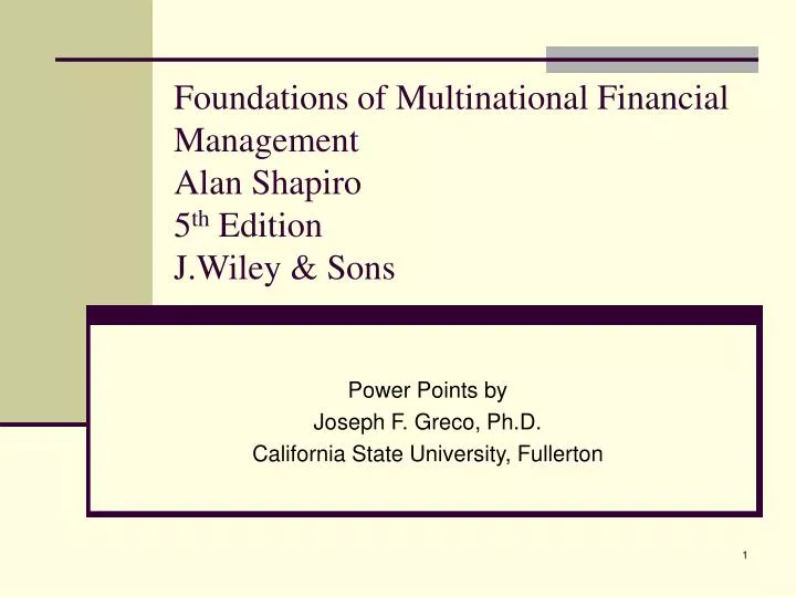 foundations of multinational financial management alan shapiro 5 th edition j wiley sons