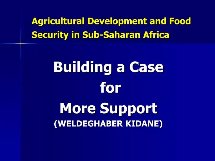 agricultural development and food security in sub saharan africa