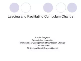 Leading and Facilitating Curriculum Change