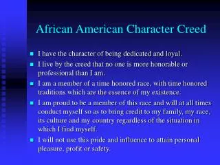 African American Character Creed