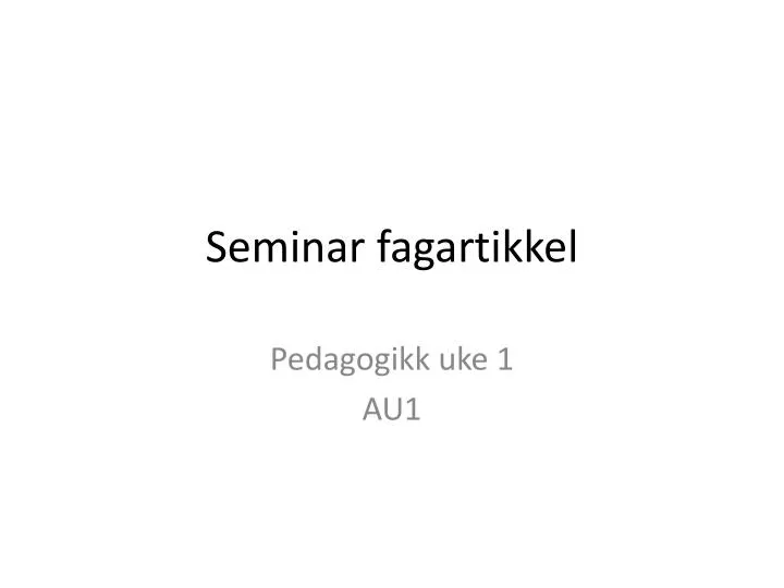 seminar fagartikkel