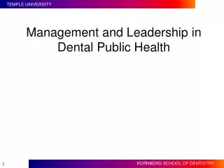 Management and Leadership in Dental Public Health