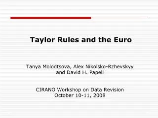 Taylor Rules and the Euro