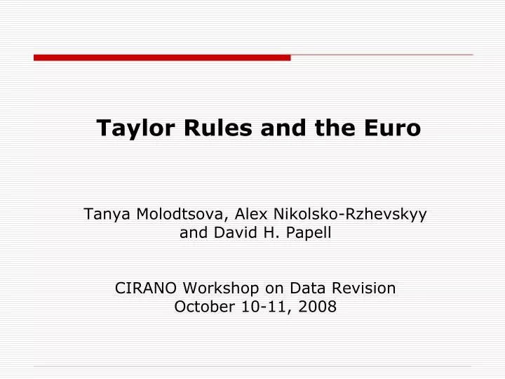 taylor rules and the euro