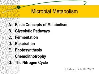 Microbial Metabolism