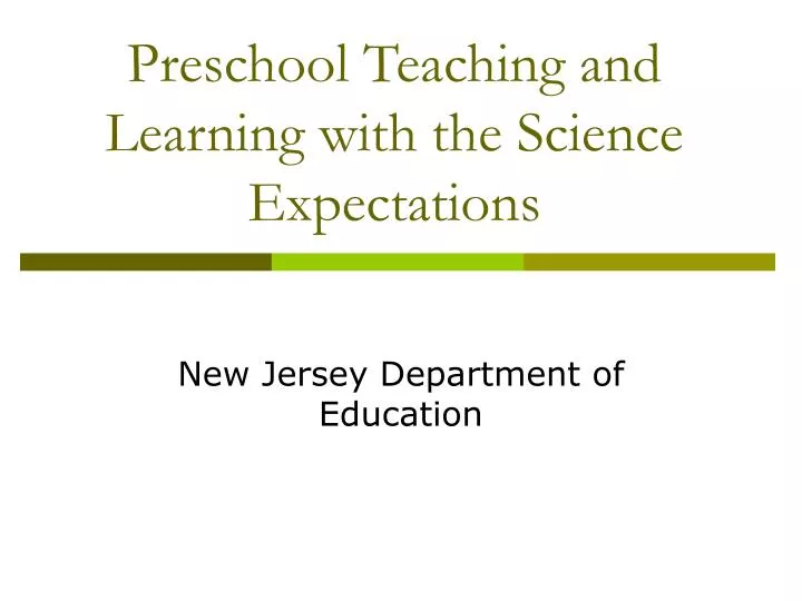 preschool teaching and learning with the science expectations