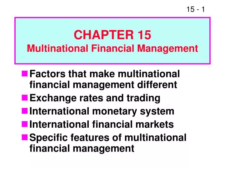 chapter 15 multinational financial management