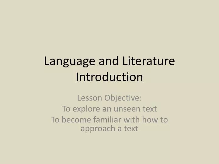 language and literature introduction