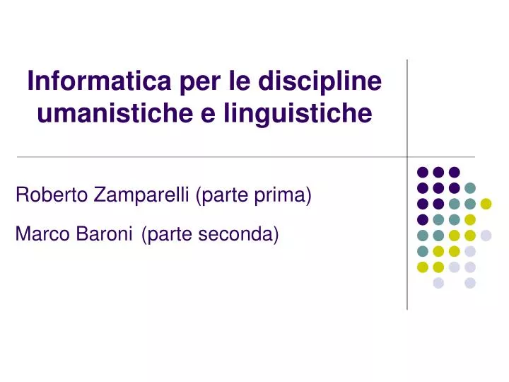 informatica per le discipline umanistiche e linguistiche