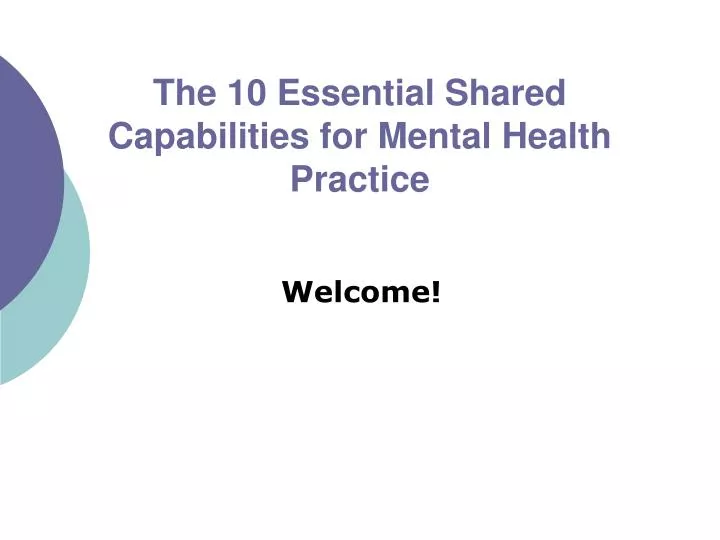 the 10 essential shared capabilities for mental health practice