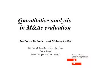 Quantitative analysis in M&amp;As evaluation