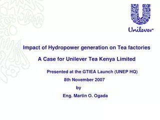 Impact of Hydropower generation on Tea factories A Case for Unilever Tea Kenya Limited