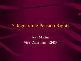 Safeguarding Pension Rights