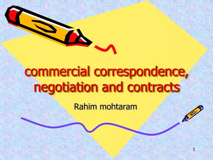 commercial correspondence negotiation and contracts