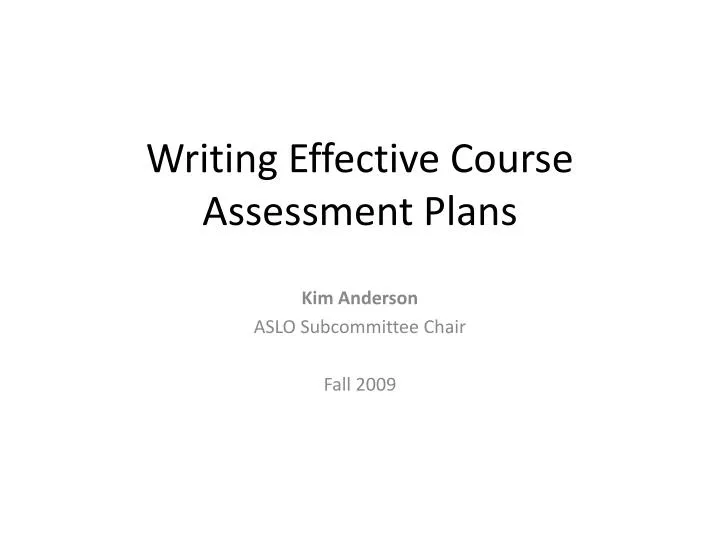 writing effective course assessment plans