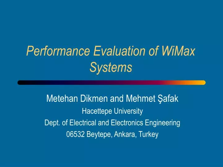 performance evaluation of wimax systems