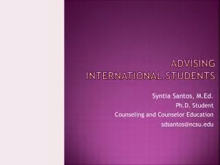 Advising International students