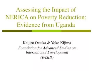 Assessing the Impact of NERICA on Poverty Reduction: Evidence from Uganda