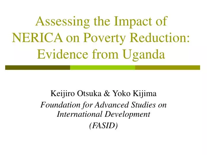 assessing the impact of nerica on poverty reduction evidence from uganda