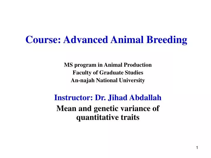 course advanced animal breeding