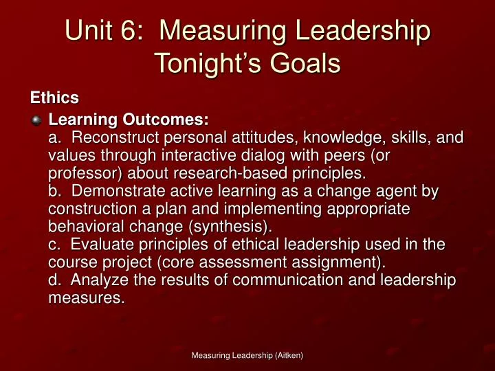 unit 6 measuring leadership tonight s goals