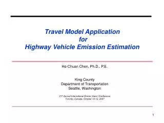 Travel Model Application for Highway Vehicle Emission Estimation