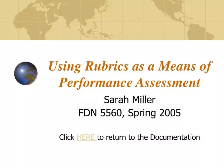 using rubrics as a means of performance assessment