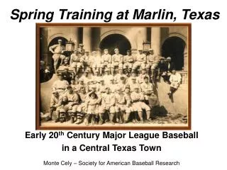 Spring Training at Marlin, Texas