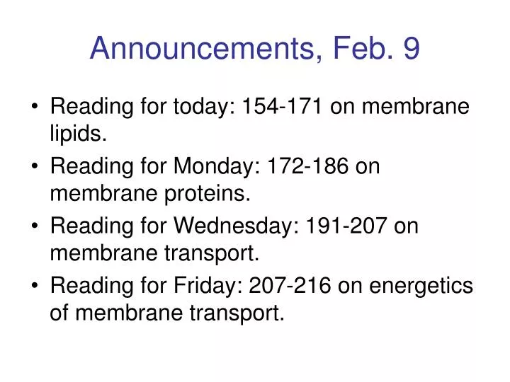 announcements feb 9