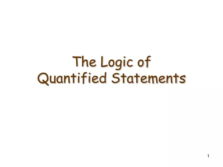 the logic of quantified statements