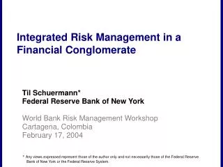 Integrated Risk Management in a Financial Conglomerate