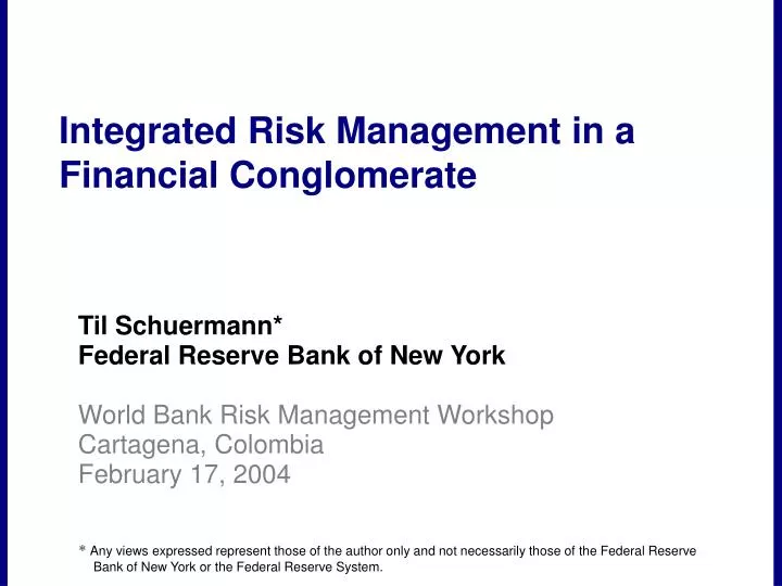 integrated risk management in a financial conglomerate