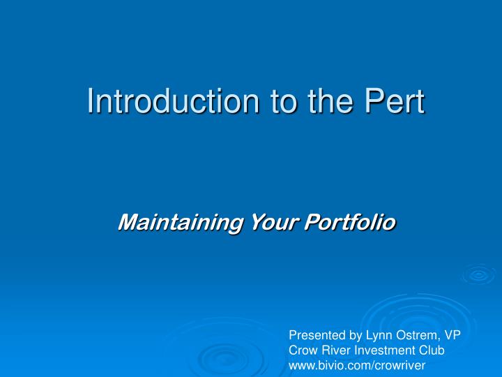 introduction to the pert