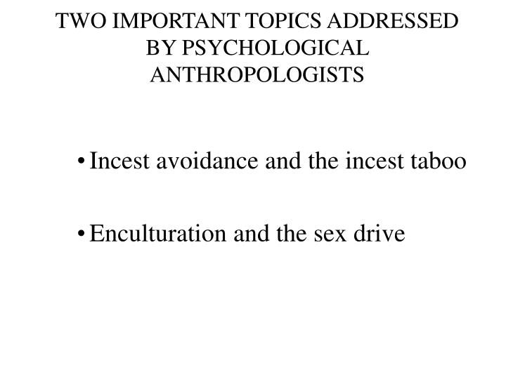 two important topics addressed by psychological anthropologists
