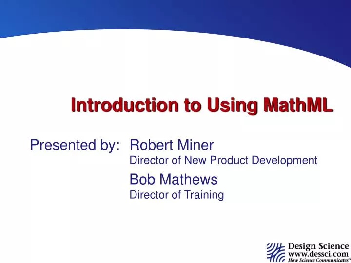 introduction to using mathml
