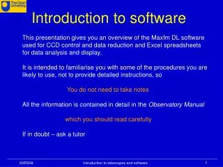 Introduction to software