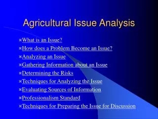 Agricultural Issue Analysis
